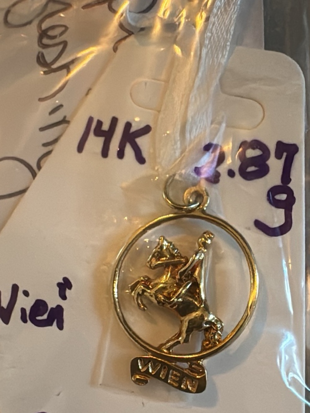 14K Gold Wien Equestrian Pendant - Gold